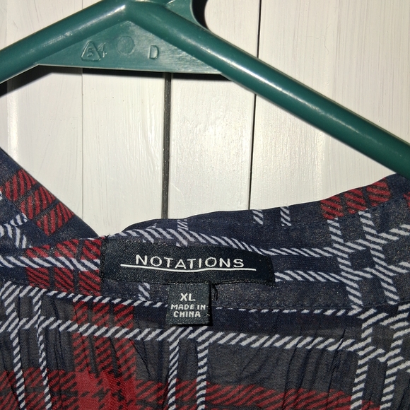 Notations Red and Blue Plaid Blouse - Picture 2 of 4